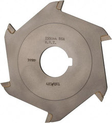 Made in USA - 4" Diam x 1/8" Blade Thickness x 1" Arbor Hole Diam, 6 Tooth Slitting and Slotting Saw - Arbor Connection, Right Hand, Uncoated, Carbide-Tipped, Contains Keyway - A1 Tooling