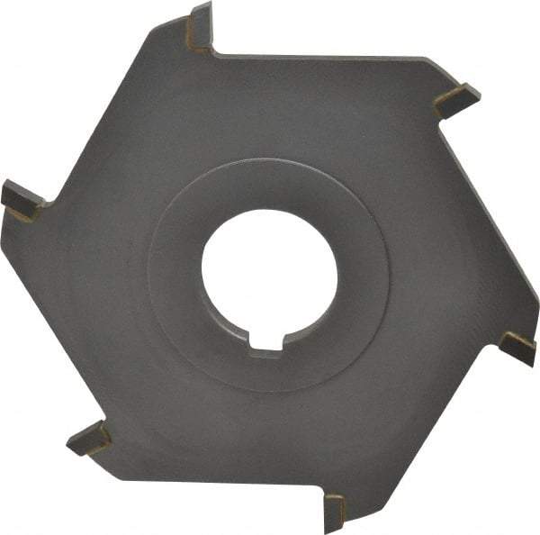 Made in USA - 4" Diam x 3/16" Blade Thickness x 1" Arbor Hole Diam, 6 Tooth Slitting and Slotting Saw - Arbor Connection, Right Hand, Uncoated, Carbide-Tipped, Contains Keyway - A1 Tooling