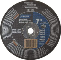 Norton - 7" 24 Grit Aluminum Oxide Cutoff Wheel - 1/8" Thick, 5/8" Arbor, 8,730 Max RPM, Use with Circular Saws - A1 Tooling