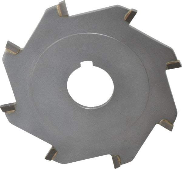 Made in USA - 4" Diam x 1/8" Blade Thickness x 1" Arbor Hole Diam, 8 Tooth Slitting and Slotting Saw - Arbor Connection, Right Hand, Uncoated, Carbide-Tipped, Contains Keyway - A1 Tooling