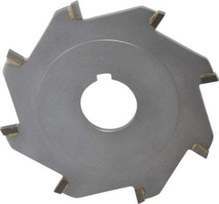 Made in USA - 4" Diam x 1/8" Blade Thickness x 1" Arbor Hole Diam, 8 Tooth Slitting and Slotting Saw - Arbor Connection, Right Hand, Uncoated, Carbide-Tipped, Contains Keyway - A1 Tooling