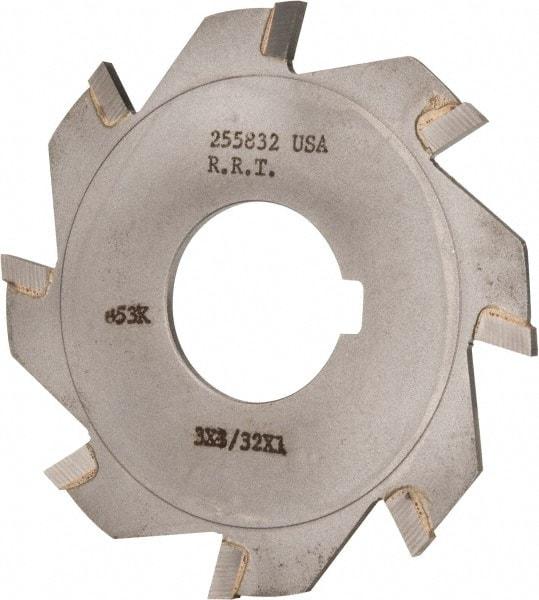 Made in USA - 3" Diam x 3/32" Blade Thickness x 1" Arbor Hole Diam, 8 Tooth Slitting and Slotting Saw - Arbor Connection, Right Hand, Uncoated, Carbide-Tipped, Contains Keyway - A1 Tooling