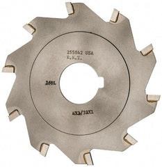 Made in USA - 4" Diam x 3/32" Blade Thickness x 1" Arbor Hole Diam, 10 Tooth Slitting and Slotting Saw - Arbor Connection, Right Hand, Uncoated, Carbide-Tipped, Contains Keyway - A1 Tooling