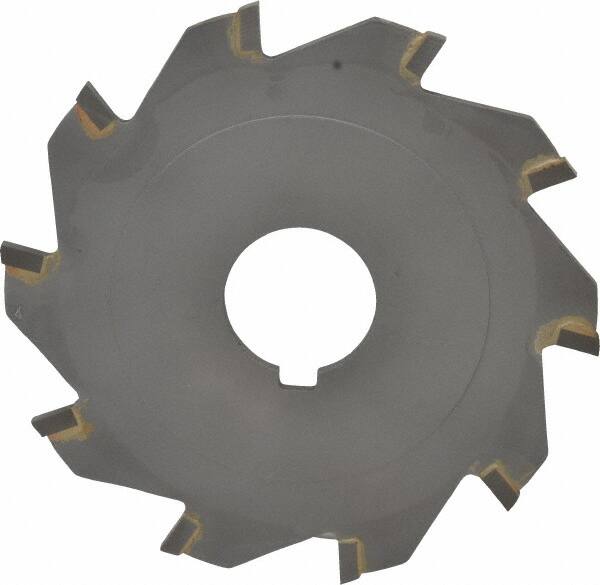 Made in USA - 4" Diam x 1/8" Blade Thickness x 1" Arbor Hole Diam, 10 Tooth Slitting and Slotting Saw - Arbor Connection, Right Hand, Uncoated, Carbide-Tipped, Contains Keyway - A1 Tooling