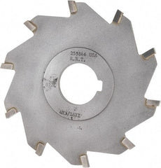 Made in USA - 4" Diam x 3/16" Blade Thickness x 1" Arbor Hole Diam, 10 Tooth Slitting and Slotting Saw - Arbor Connection, Right Hand, Uncoated, Carbide-Tipped, Contains Keyway - A1 Tooling