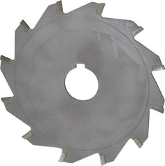 Made in USA - 5" Diam x 3/32" Blade Thickness x 1" Arbor Hole Diam, 12 Tooth Slitting and Slotting Saw - Arbor Connection, Right Hand, Uncoated, Carbide-Tipped, Contains Keyway - A1 Tooling