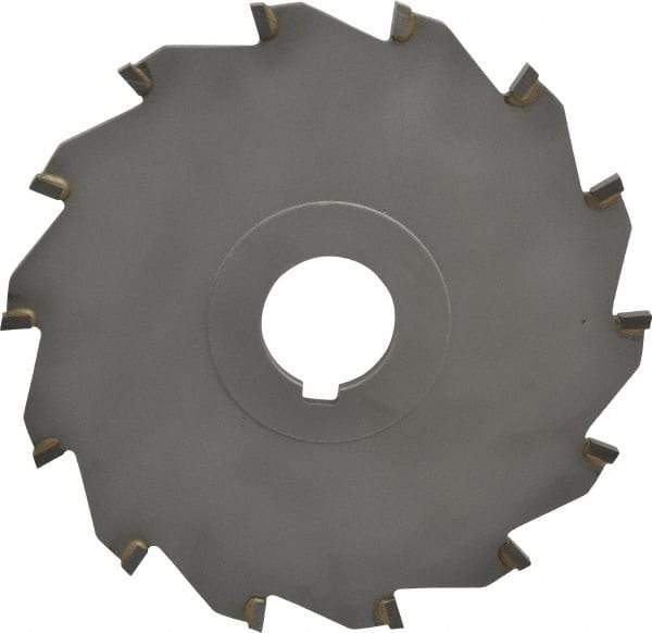 Made in USA - 6" Diam x 1/4" Blade Thickness x 1-1/4" Arbor Hole Diam, 14 Tooth Slitting and Slotting Saw - Arbor Connection, Right Hand, Uncoated, Carbide-Tipped, Contains Keyway - A1 Tooling