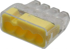 Ideal - 4 Port, 18 to 12 AWG Compatible, Push-In Wire Connector - 0.78" OAL x 0.82" OAW x 0.38" OAH, Yellow - A1 Tooling