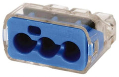 Ideal - 3 Port, 14 to 10 AWG Compatible, Push-In Wire Connector - 0.78" OAL x 0.086" OAW x 0.45" OAH, Blue - A1 Tooling