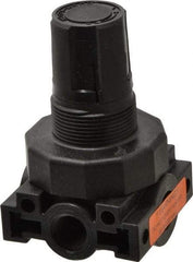 Parker - 1/4 NPT Port, Plastic Miniature Regulator - 0 to 25 psi Range, 150 Max psi Supply Pressure, 1/4" Gauge Port Thread, 2.06" Wide x 3.43" High - A1 Tooling