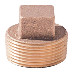 Brass Pipe Square Head Plug: 1-1/4″ Fitting, MNPT x FNPT, Class 125, Lead Free 125 psi, Brass