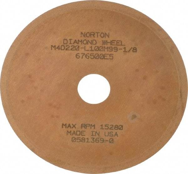 Norton - 3" Diam x 1/2" Hole x 0.01" Thick, 220 Grit Surface Grinding Wheel - Diamond, Type 1A1, Very Fine Grade, Metal Bond - A1 Tooling