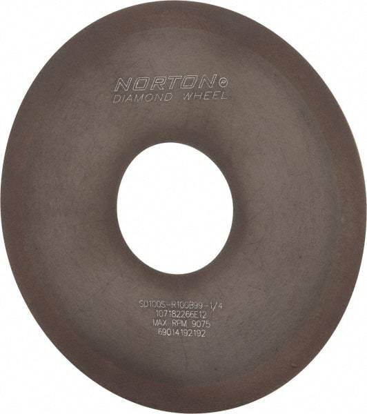 Norton - 4" Diam x 1-1/4" Hole x 1/32" Thick, 100 Grit Surface Grinding Wheel - Diamond, Type 1A1, Fine Grade, Resinoid Bond - A1 Tooling