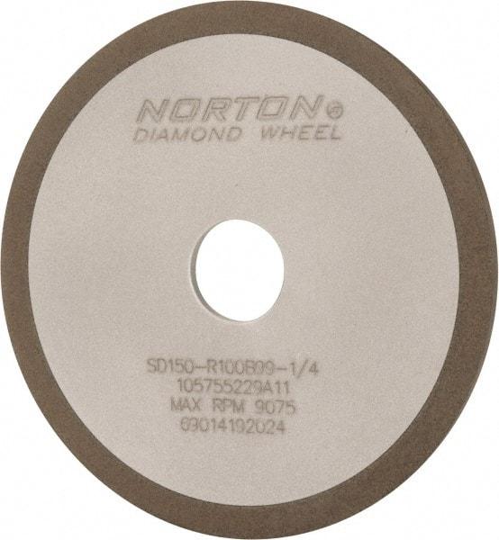 Norton - 4" Diam x 3/4" Hole x 1/8" Thick, 150 Grit Surface Grinding Wheel - Diamond, Type 1A1, Very Fine Grade, Resinoid Bond - A1 Tooling