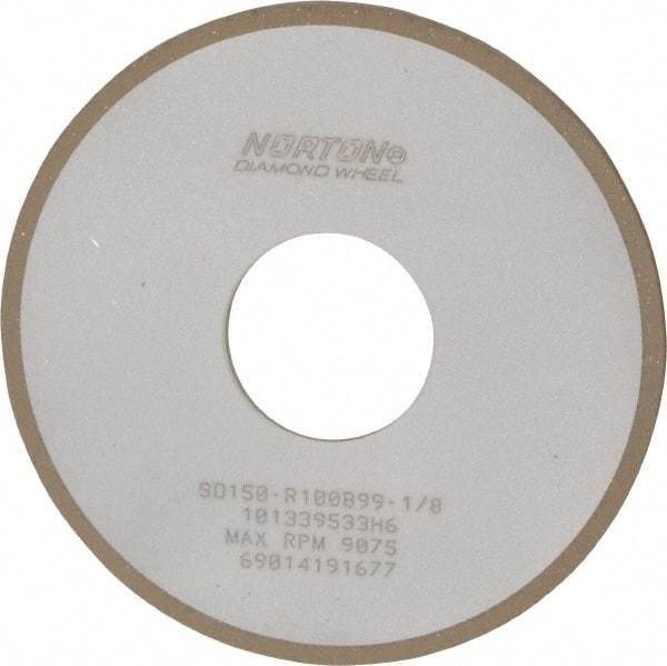 Norton - 4" Diam x 1-1/4" Hole x 1/8" Thick, 150 Grit Surface Grinding Wheel - Diamond, Type 1A1, Very Fine Grade, Resinoid Bond - A1 Tooling