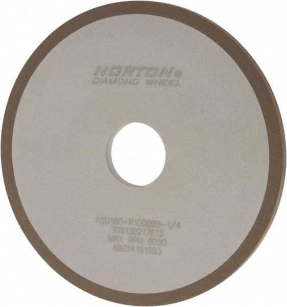 Norton - 6" Diam x 1-1/4" Hole x 1/4" Thick, 180 Grit Surface Grinding Wheel - Diamond, Type 1A1, Very Fine Grade, Resinoid Bond - A1 Tooling