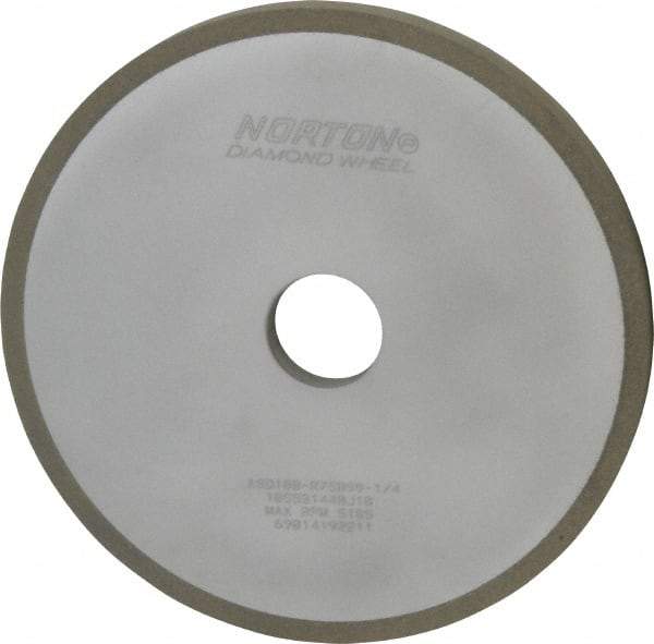 Norton - 7" Diam x 1-1/4" Hole x 1/2" Thick, 100 Grit Surface Grinding Wheel - Diamond, Type 1A1, Fine Grade, Resinoid Bond - A1 Tooling