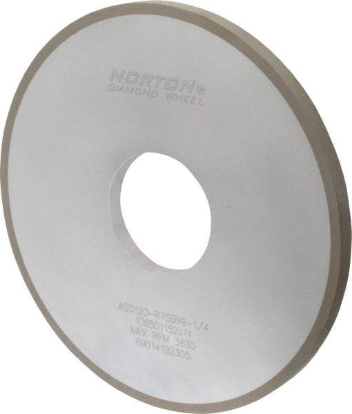 Norton - 10" Diam x 3" Hole x 1/2" Thick, 120 Grit Surface Grinding Wheel - Diamond, Type 1A1, Fine Grade, Resinoid Bond - A1 Tooling