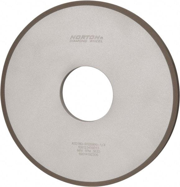 Norton - 10" Diam x 3" Hole x 1/2" Thick, 180 Grit Surface Grinding Wheel - Diamond, Type 1A1, Very Fine Grade, Resinoid Bond - A1 Tooling