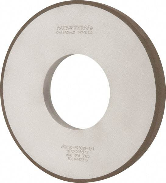 Norton - 12" Diam x 5" Hole x 1" Thick, 120 Grit Surface Grinding Wheel - Diamond, Type 1A1, Fine Grade, Resinoid Bond - A1 Tooling