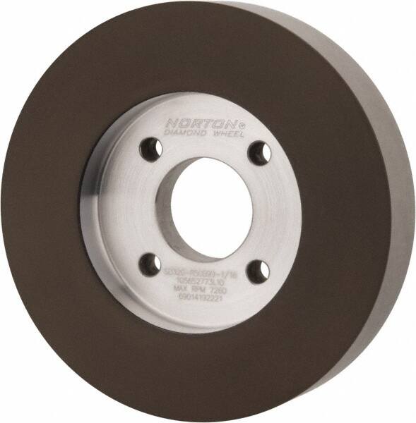 Norton - 5" Diam, 1-1/4" Hole Size, 1" Overall Thickness, 320 Grit, Type 6 Tool & Cutter Grinding Wheel - Extra Fine Grade, Diamond, Resinoid Bond - A1 Tooling