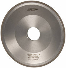 Norton - 6" Diam, 1-1/4" Hole Size, 3/4" Overall Thickness, 120 Grit, Type 12 Tool & Cutter Grinding Wheel - Fine Grade, CBN, Resinoid Bond - A1 Tooling