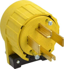 Pass & Seymour - 125/250 VAC, 30 Amp, 14-30P NEMA, Angled, Ungrounded, Specification Grade Plug - 3 Pole, 4 Wire, Yellow - A1 Tooling