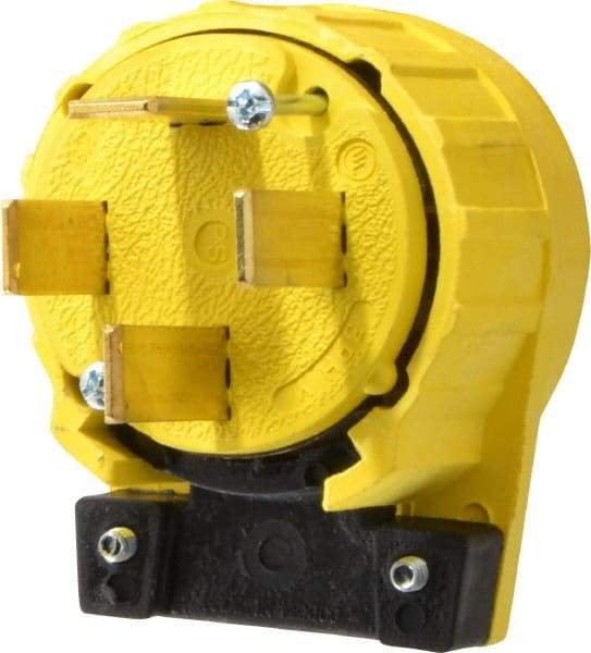 Pass & Seymour - 120/208 VAC, 60 Amp, 18-60P NEMA, Angled, Ungrounded, Specification Grade Plug - 4 Pole, 4 Wire, Yellow - A1 Tooling