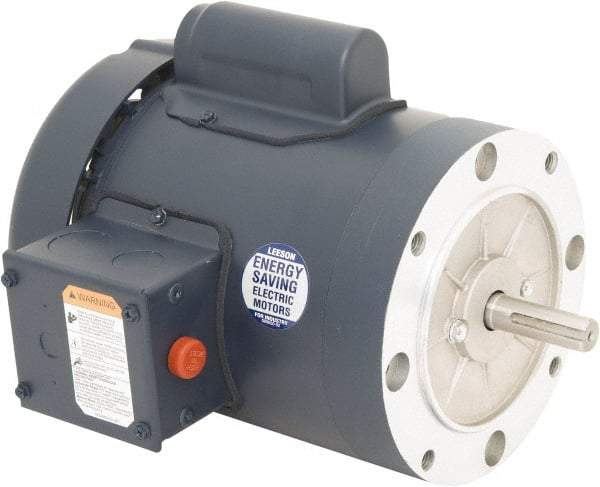 Leeson - 1/3 Max hp, 1,500 Max RPM, Electric AC DC Motor - 110/220 V Input, Single Phase, 56C Frame, 5/8" Shaft Diam, C-Face Mount, TEFC Enclosure - A1 Tooling