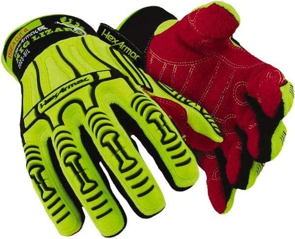 HexArmor - Size 3XL (12), ANSI Cut Lvl A6, Puncture Lvl 4, HPPE Fiber Cut & Puncture Resistant Gloves - 11" Long, Hi-Vis Lime, Paired - A1 Tooling