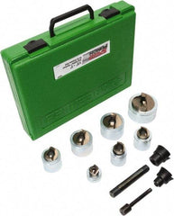 Greenlee - 12 Piece, .885 to 2.416" Punch Hole Diam, Power Knockout Set - Round Punch, 10 Gage Stainless Steel - A1 Tooling