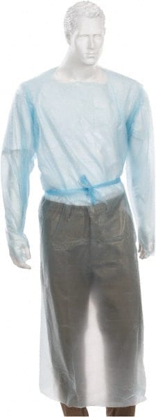 Rain & Chemical Resistant Isolation Gown: Universal, Blue, Polyethylene Ties Closure