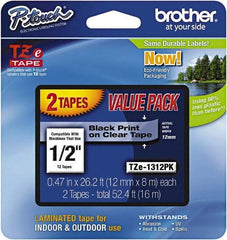 Brother - 1/2" Wide x 314.4" Long, Clear Plastic/Paper Tape Cassette - For Label Maker - A1 Tooling