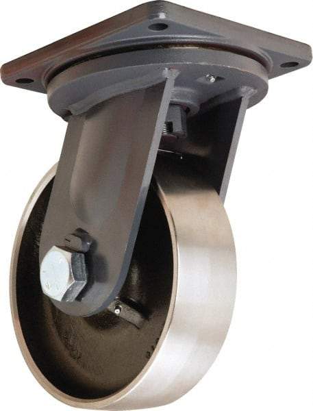 Hamilton - 10" Diam x 3" Wide x 13" OAH Top Plate Mount Swivel Caster - Forged Steel, 6,500 Lb Capacity, Tapered Roller Bearing, 8-1/2 x 8-1/2" Plate - A1 Tooling