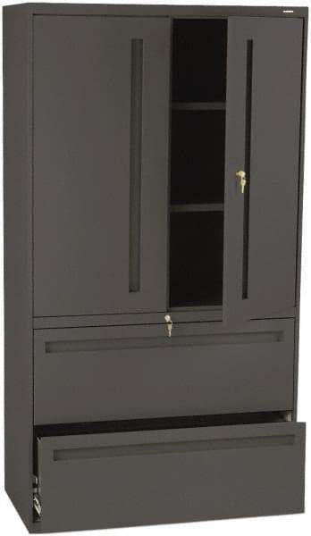 Hon - 36" Wide x 67" High x 19-1/4" Deep, 2 Drawer Lateral File with Lock - Steel, Charcoal - A1 Tooling