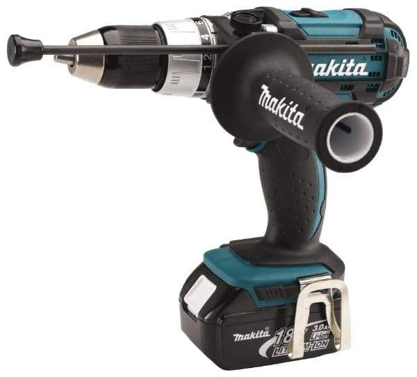 Makita - 18 Volt 1/2" Keyless Chuck Cordless Hammer Drill - 0 to 30,000 BPM, 0 to 400 & 0 to 1,700 RPM, Reversible, Pistol Grip Handle - A1 Tooling