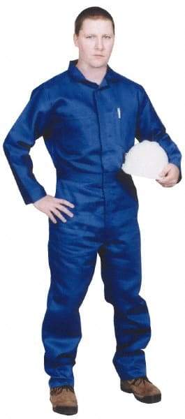 Stanco Safety Products - Size M, Royal Blue, Zipper, Arc Protection Coverall - 38 to 40" Chest, Indura, 7 Pockets, Elastic Waistband, Full Action Back, 2-Way Concealed Zipper - A1 Tooling