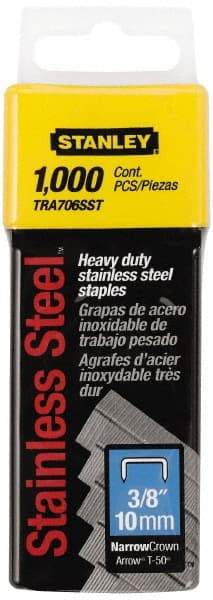 Stanley - 27/64" Wide Stainless Steel Narrow Crown Staples - 3/8" Leg Length - A1 Tooling