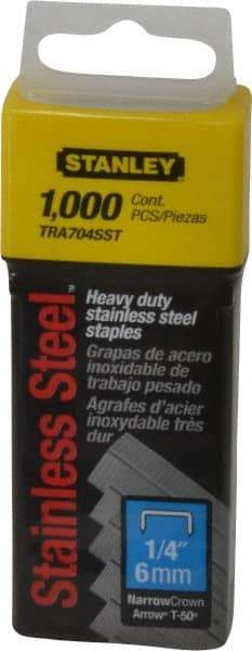 Stanley - 27/64" Wide Stainless Steel Narrow Crown Staples - 1/4" Leg Length - A1 Tooling