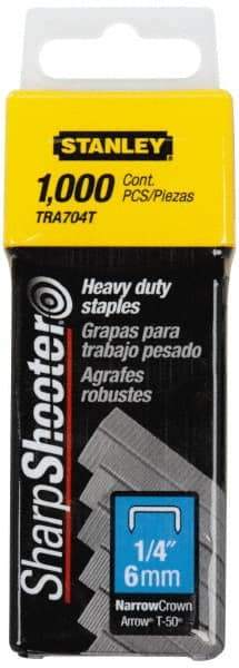 Stanley - 27/64" Wide Galvanized Steel Heavy Duty Power Crown Staples - 1/4" Leg Length - A1 Tooling