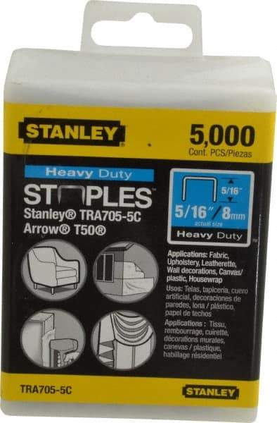 Stanley - 27/64" Wide Galvanized Steel Heavy Duty Power Crown Staples - 5/16" Leg Length - A1 Tooling