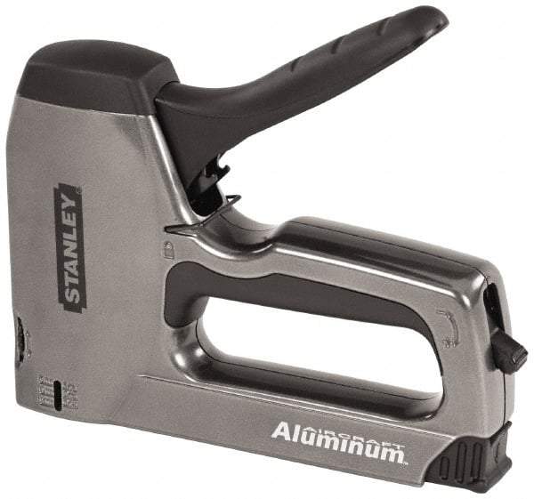 Stanley - Manual Brad Nailer/Staple Gun - 1/4, 5/16, 3/8, 1/2, 9/16, 1/2, 5/8, 9/16" Staples, Silver, Aluminum - A1 Tooling