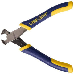 Irwin - 4-1/2" OAL, Flush End Cutting Pliers - 5/16" Jaw Length x 9/16" Jaw Width, Standard Head, Rubber Grips Handle - A1 Tooling