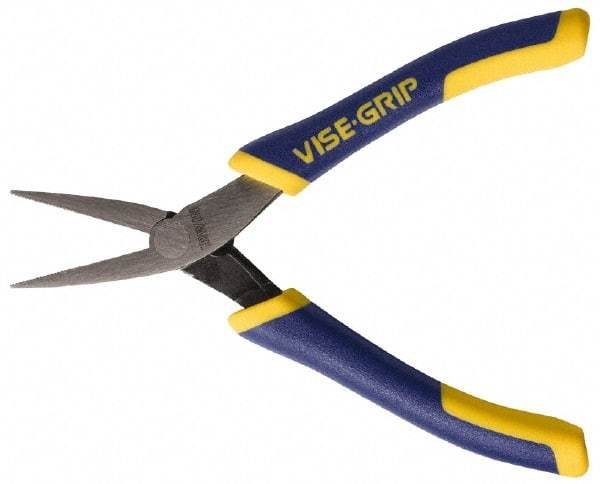 Irwin - 5-1/4" OAL, 1-1/4" Jaw Length x 9/16" Jaw Width, Pliers - Machined Jaw, Flat Nose Head, ProTouch Handles - A1 Tooling