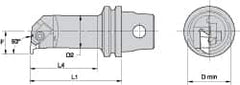 Kennametal - Insert Style NG 2L, 60mm Head Length, Right Hand Cut, Internal Modular Threading Cutting Unit Head - System Size KM32, 11mm Center to Cutting Edge, Series Top Notch - A1 Tooling