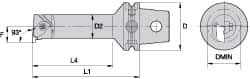 Kennametal - Insert Style NG 3R, 140mm Head Length, Left Hand Cut, Internal Modular Threading Cutting Unit Head - System Size KM63, 22mm Center to Cutting Edge, Series Top Notch - A1 Tooling