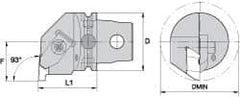 Kennametal - Insert Style NG 3L, 60mm Head Length, Right Hand Cut, Modular Threading Cutting Unit Head - System Size KM63, 43mm Center to Cutting Edge, Series Top Notch - A1 Tooling