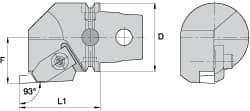 Kennametal - Insert Style NG 3R, 60mm Head Length, Right Hand Cut, Internal Modular Threading Cutting Unit Head - System Size KM63, 43mm Center to Cutting Edge, Series Top Notch - A1 Tooling