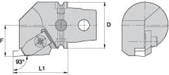 Kennametal - Insert Style NG 4R, 60mm Head Length, Right Hand Cut, Internal Modular Threading Cutting Unit Head - System Size KM63, 43mm Center to Cutting Edge, Series Top Notch - A1 Tooling