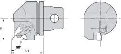 Kennametal - Insert Style LT 16ER, 35mm Head Length, Right Hand Cut, External Modular Threading Cutting Unit Head - System Size KM32, 22mm Center to Cutting Edge, Series LT Threading - A1 Tooling